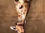 La maman girafe et son girafon