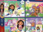 4 Puzzles - Playful Cats + 1 Poster